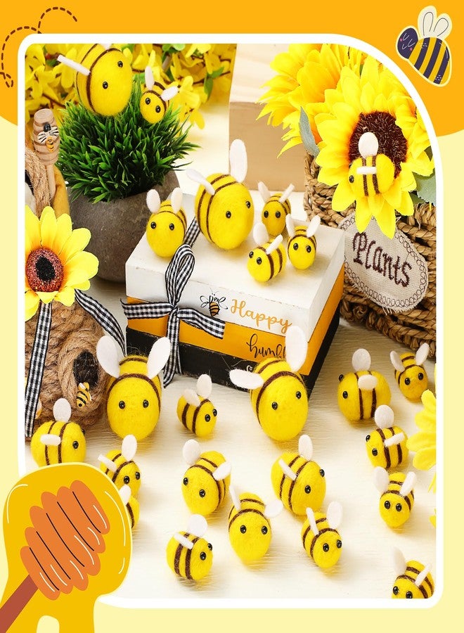 Mindsoft 30 Pcs Felt Bees for Crafts,Bee Party Decor 3 Size Little Bees Accessories Felt Bumble Plush Beehive Decor for DIY Gender Reveal Gift Themed Party Tiered Tray Decoration Costume DIY - Image 3